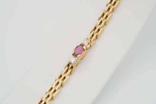 18ct Yellow Gold Ruby and Diamond Bracelet